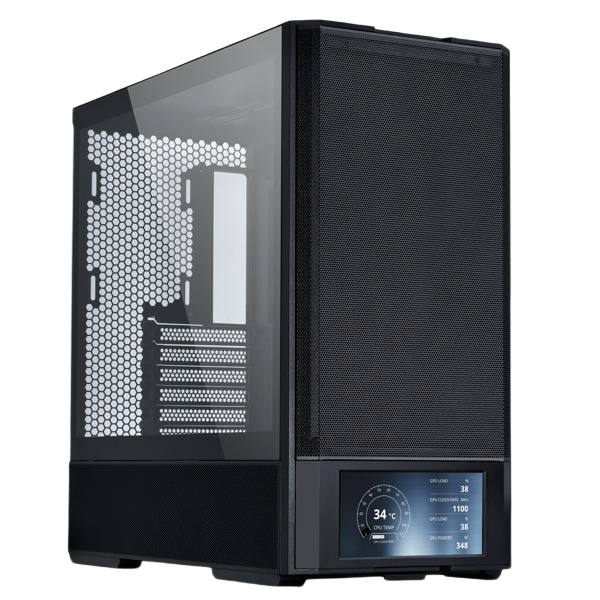 Lian Li Lancool 207 Digital ATX Computer Case w/Integrated LCD Screen, Mesh-Centric Panels Mid-Tower PC Case w/ 2 x 140x40x30mm PWM Fans