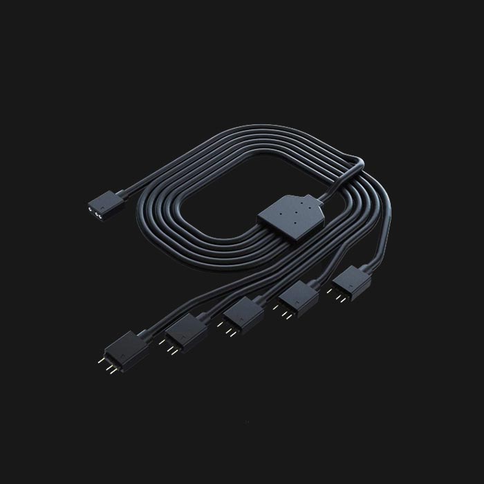 Flexible Fan RGB Splitter Cable Addressable 3-Pin 5V ARGB 1 to 5 Cooler CPU Fan Connector Splitter Accessories
