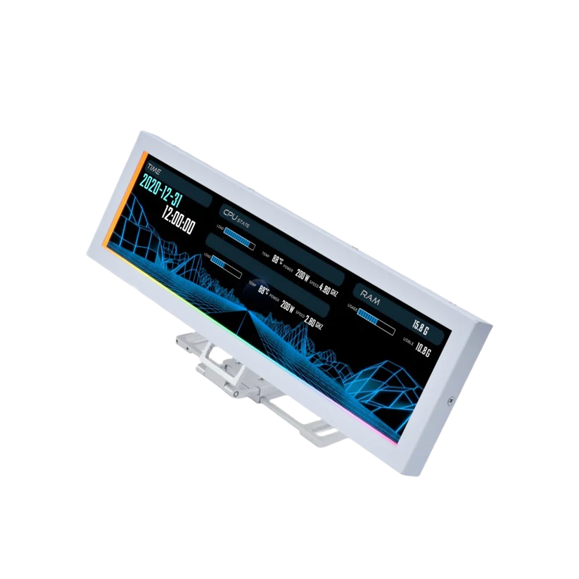 Lian Li 8.8" Universal Screen for PC - Adjustable Mounting for Any Computer Setup - Customizable ARGB Frame - PC Temperature Display Panel - LCD Screen Display - Mini Monitor - SM088W (US88 v1 White)