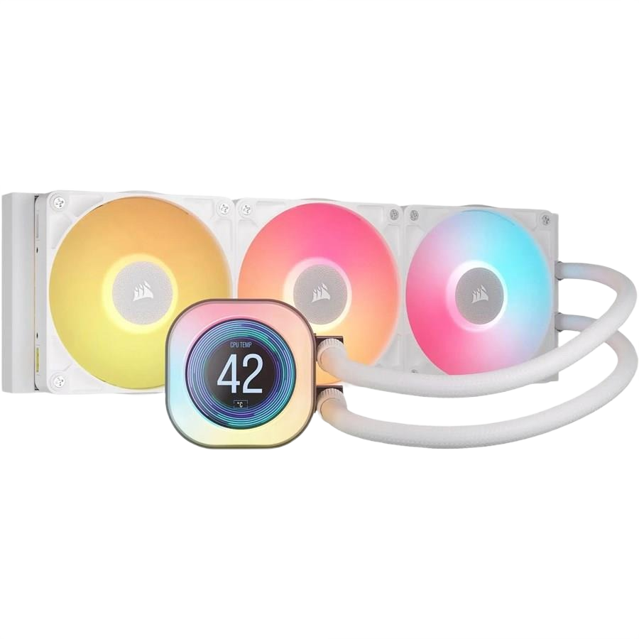 Corsair iCUE Link Titan 360 RX LCD Liquid CPU Cooler: 360mm AIO, Low-Noise, FlowDrive Cooling Engine, Intel LGA 1851/1700, AMD AM5/AM4, 3X RX120 RGB Fans, iCUE Link System Hub Included – White