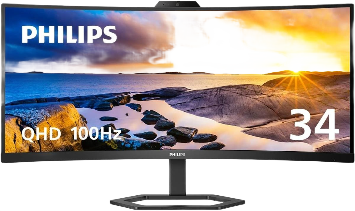 Philips 34E1C5600HE - 100Hz 2K 1440p WQHD VA 34" Curved LCD Monitor with Windows Hello Webcam