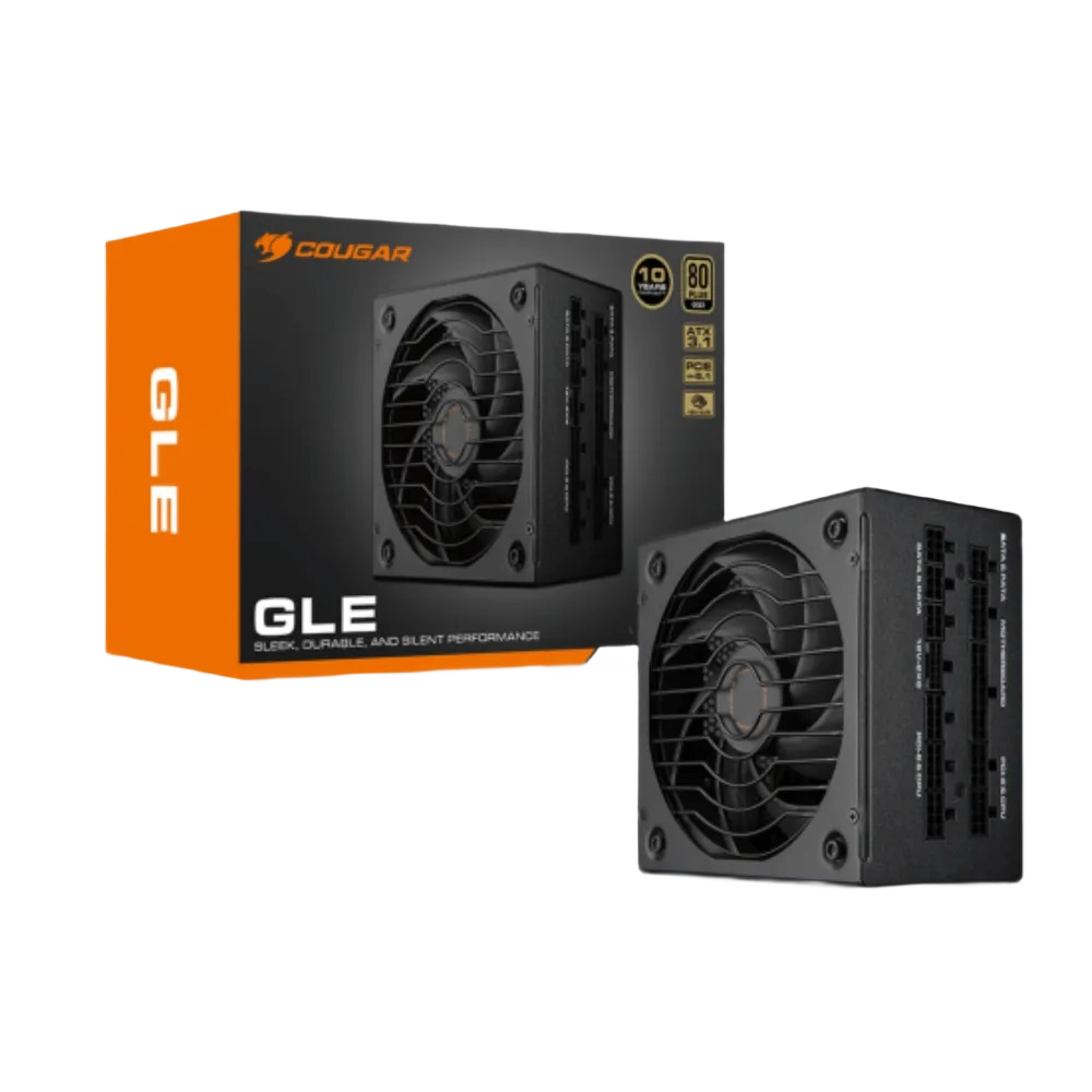 Cougar GLE 1200W Fully Modular Power Supply, 80 Plus Gold, PCIe 5.1 and ATX 3.1, Platinum Cybernetics, Black