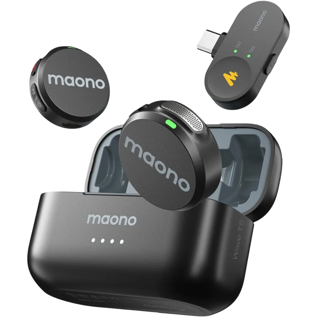 Maono Wave T5 Wireless Lavalier Microphone for iPhone 17/16/15/Android/Tablet