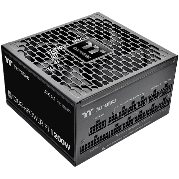Thermaltake Toughpower PT 1200W 80 Plus Platinum Power Supply - ATX 3.1 600W 12V-2x6 Connector Included, Full Modular
