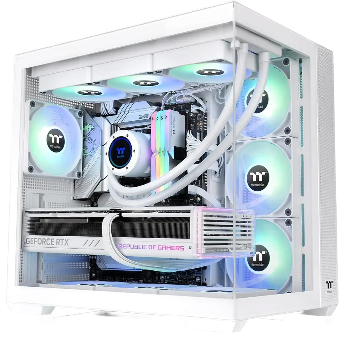 Thermaltake View 380 TG ARGB Snow ATX Case - 4x120mm ARGB Fans Included